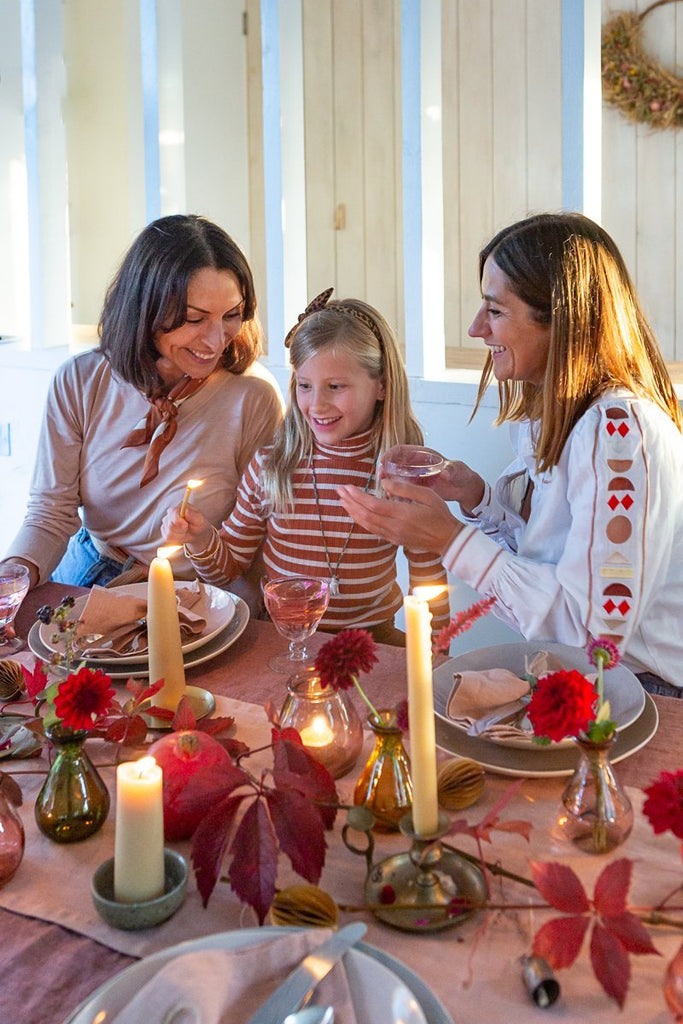 Simple festive table setting for family celebrations