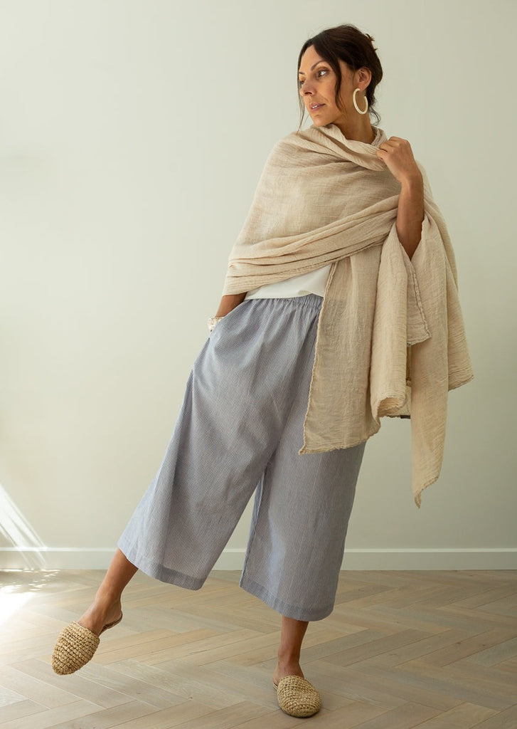 cream large linen hemp scarf