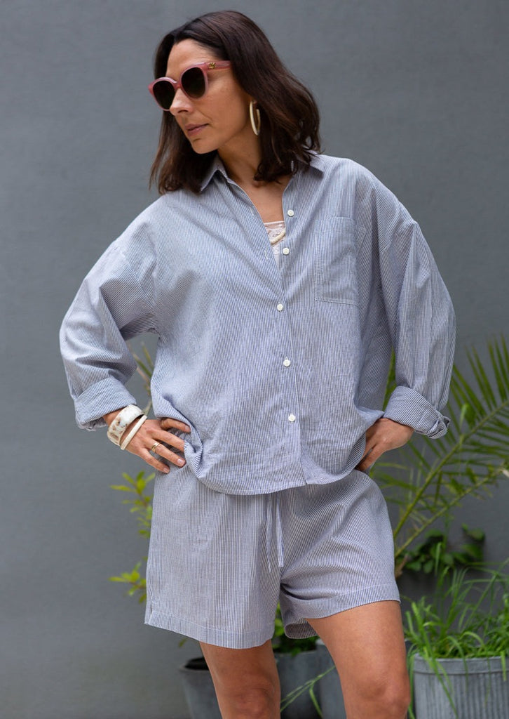 indigo stripe shirt