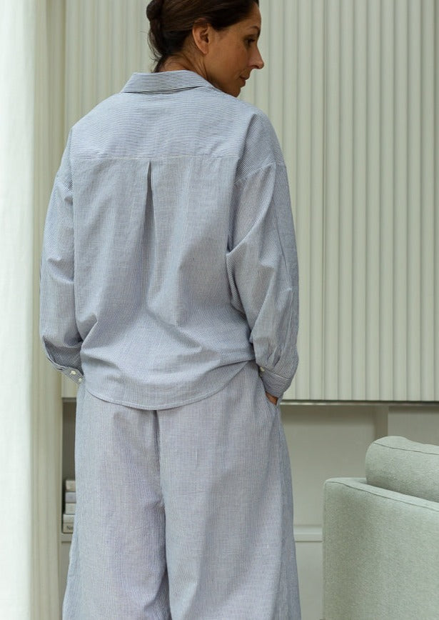 indigo stripe shirt