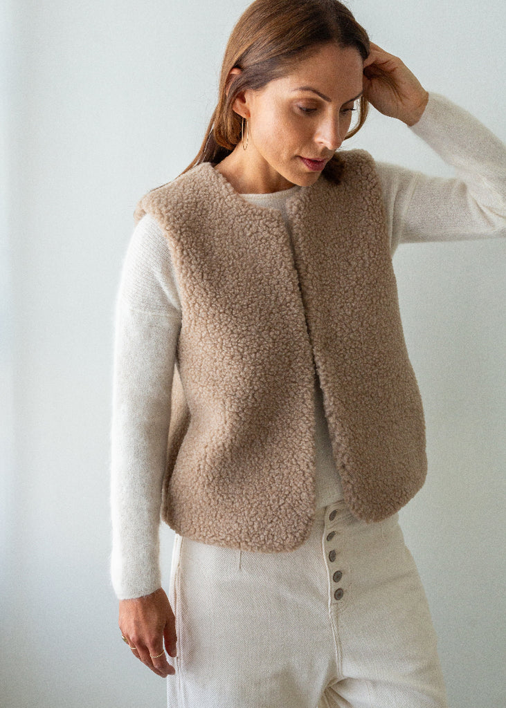 merino gilet with front fastening