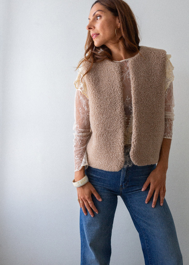 beige merino wool gilet
