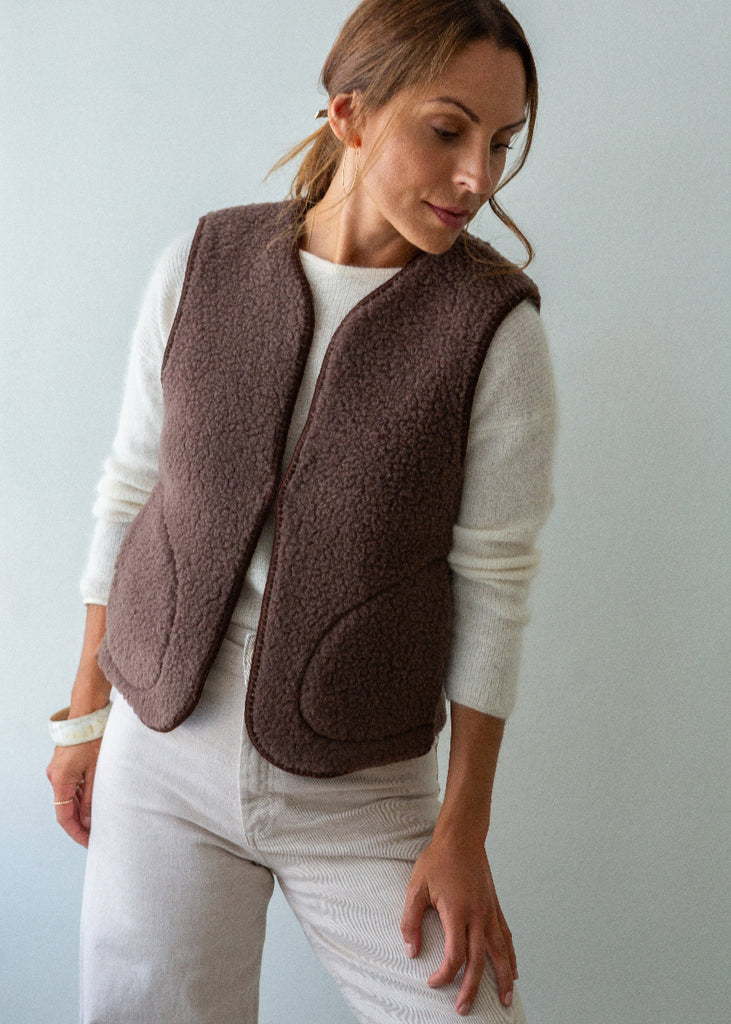 chocolate merino gilet