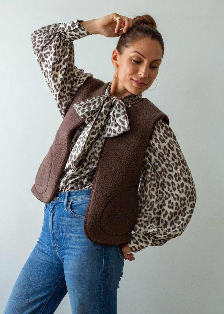 brown merino wool gilet