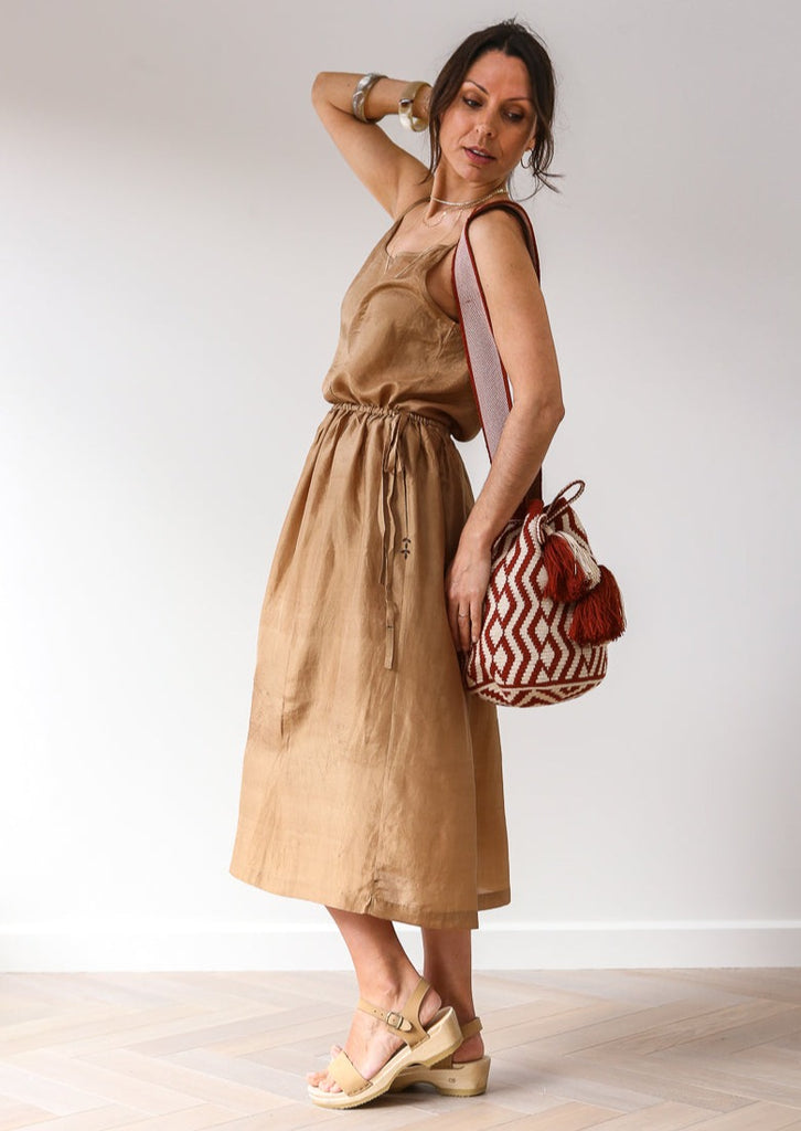 Gold silk skirt
