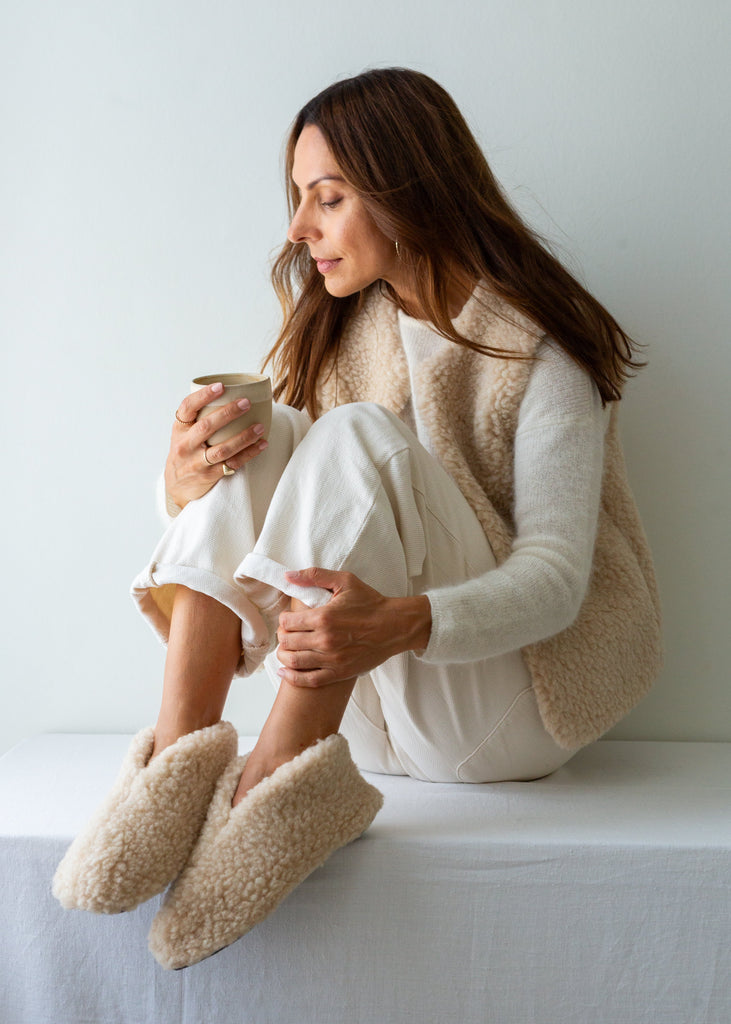 fluffy merino slippers