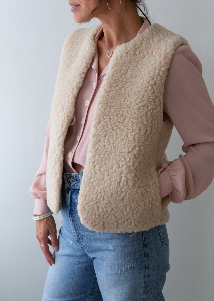 cream wool gilet