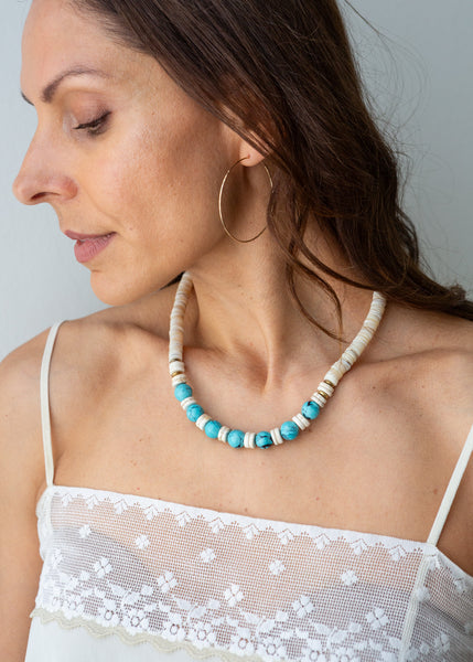 Shell and Turquoise Bead Necklace