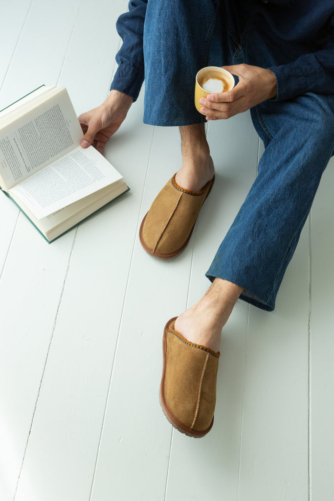 Men's sheepskin mule slippers