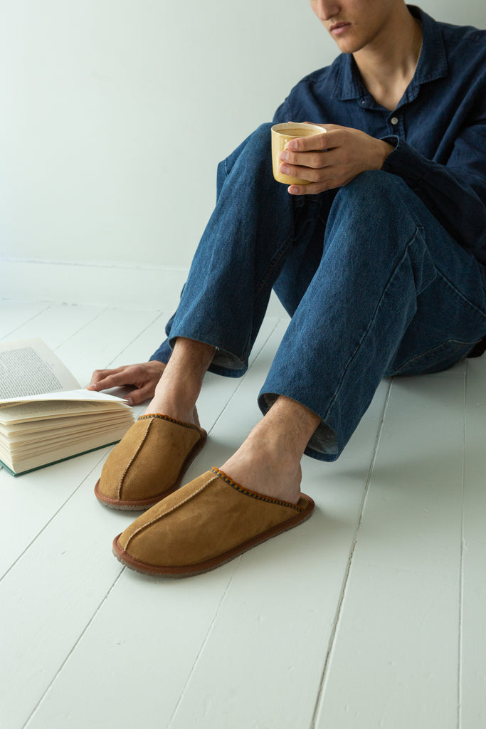 Men's sheepskin mule slippers