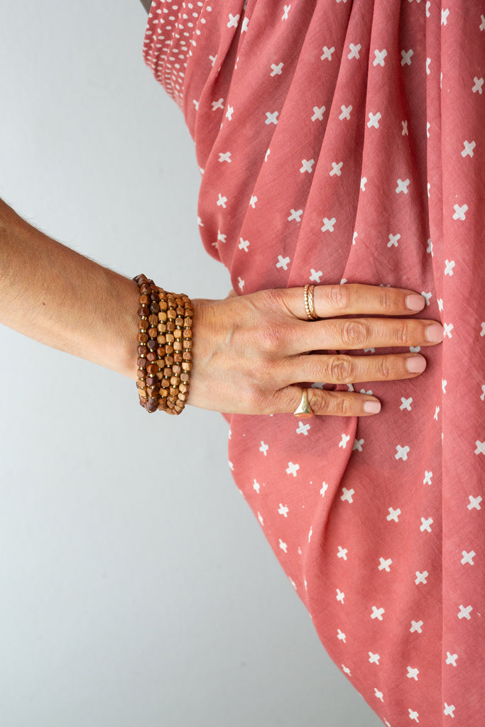 Handmade Indian Organic Cotton Block Printed Clay Pink Sarong / scarf