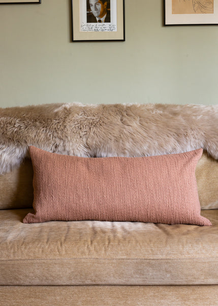 Slubby Cotton Textured Cushion – Large Rectangle – Clay Pink