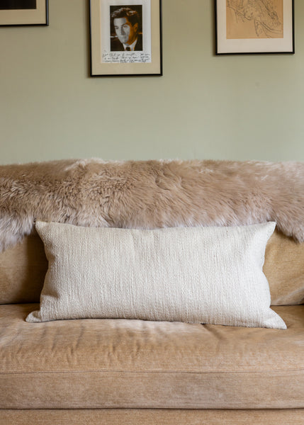 Slubby Cotton Textured Cushion – Large Rectangle – Almond Beige