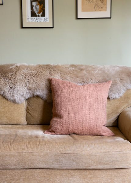 Slubby Cotton Textured Cushion – Square – Clay Pink
