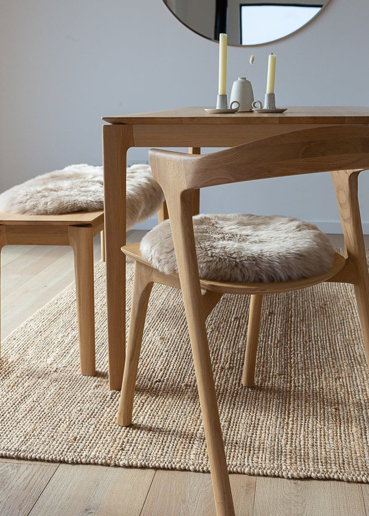 Luxury Nappa sheepskin seat pad in natural tone, with inner foam cushion and non-slip microfibre base