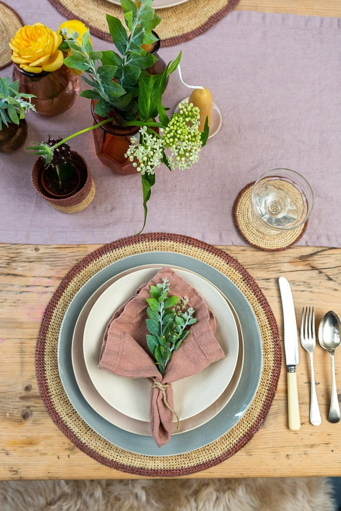 Raffia Placemat – Terracotta/Natural - The Small Home