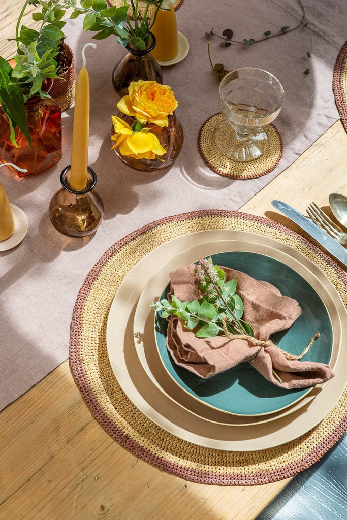 Raffia Placemat – Terracotta/Natural - The Small Home