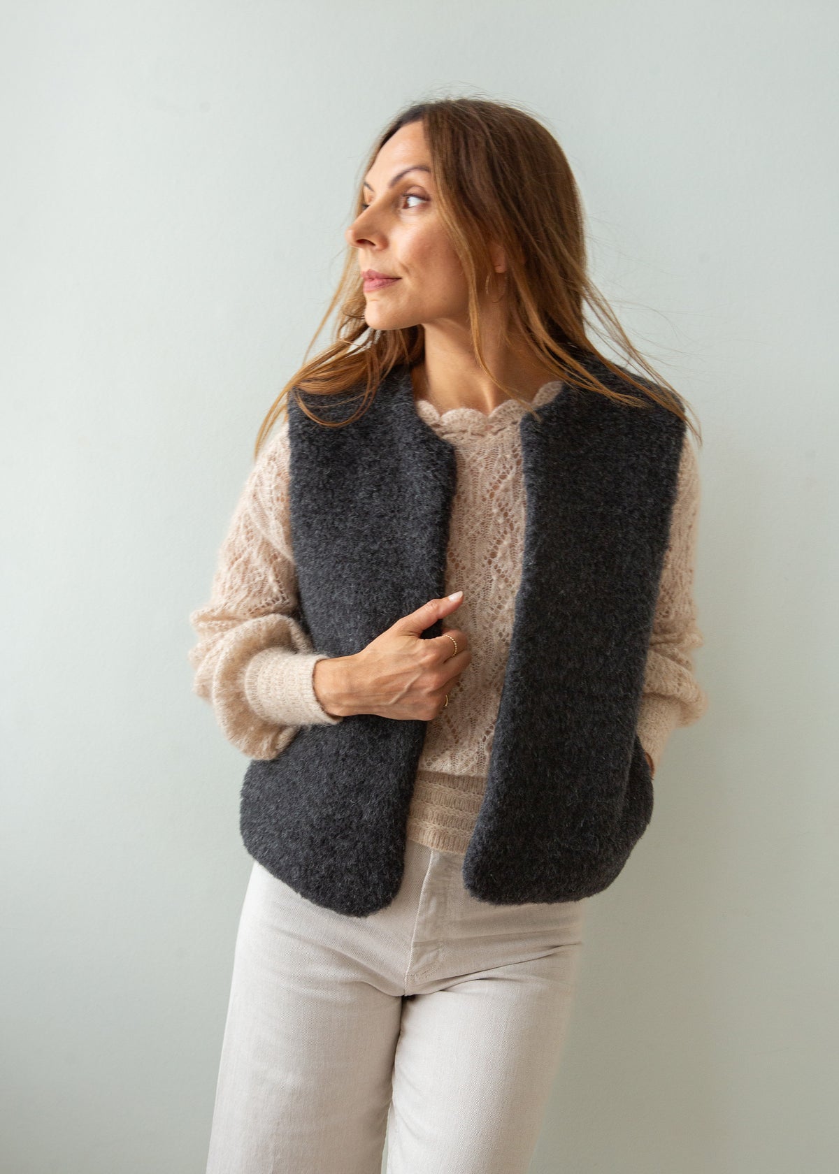 Merino Wool Gilet - Charcoal
