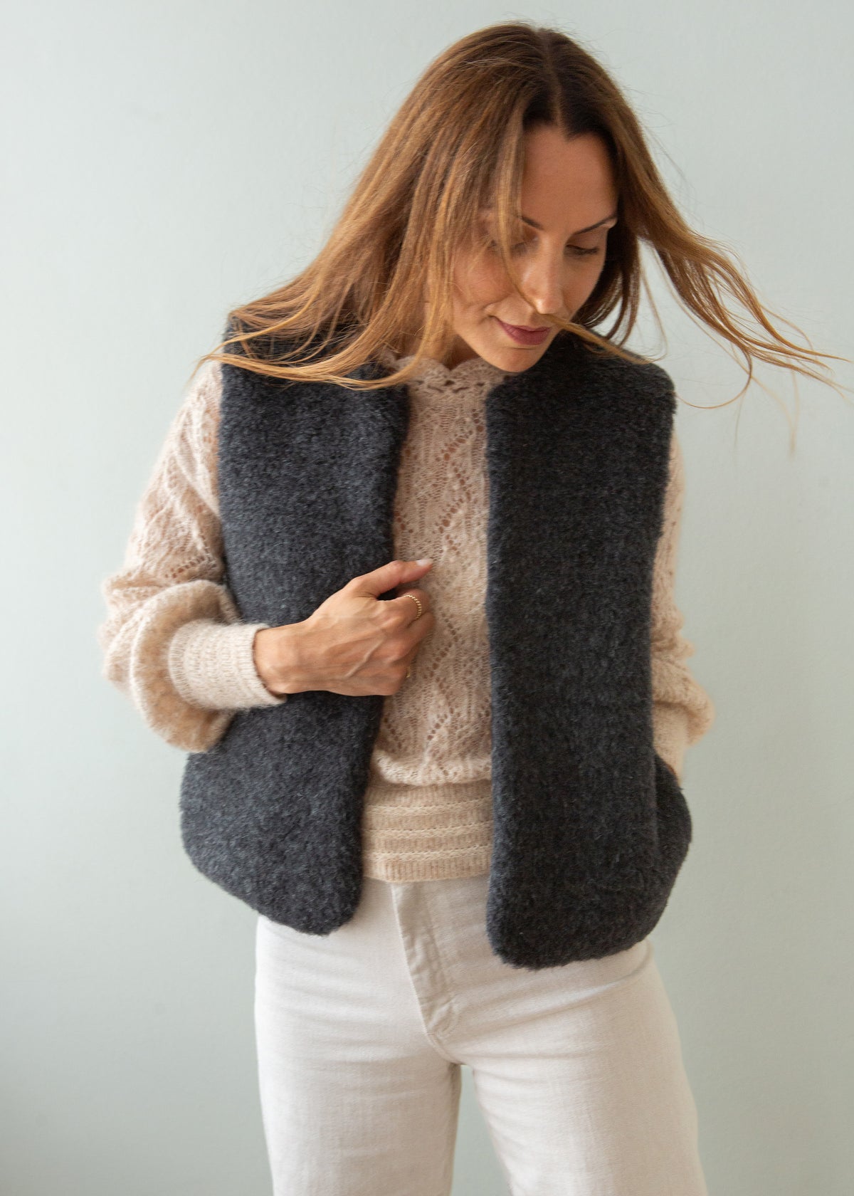 Merino Wool Gilet - Charcoal
