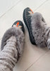 Grey sheepskin slippers