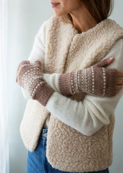 Luxury Fair Isle Wrist Warmers - Hazelnut