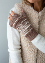 Luxury Fair Isle Wrist Warmers - Hazelnut