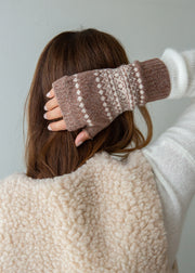 Luxury Fair Isle Wrist Warmers - Hazelnut