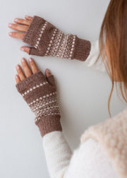 Luxury Fair Isle Wrist Warmers - Hazelnut