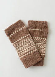 Luxury Fair Isle Wrist Warmers - Hazelnut