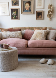 Round Shearling Pouffe – Oatmeal