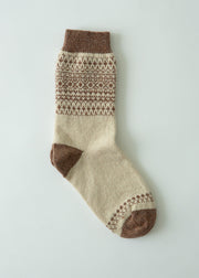 Luxury Fair Isle Socks - Oat