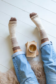 Luxury Fair Isle Socks - Oat