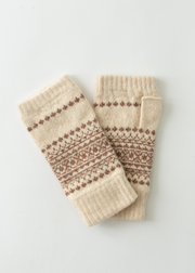 Luxury Fair Isle Wrist Warmers - Oat