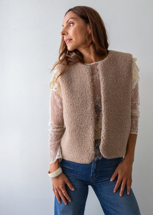 Merino Wool Gilet - Toasted Almond