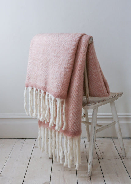 powder pink herringbone soft blanket