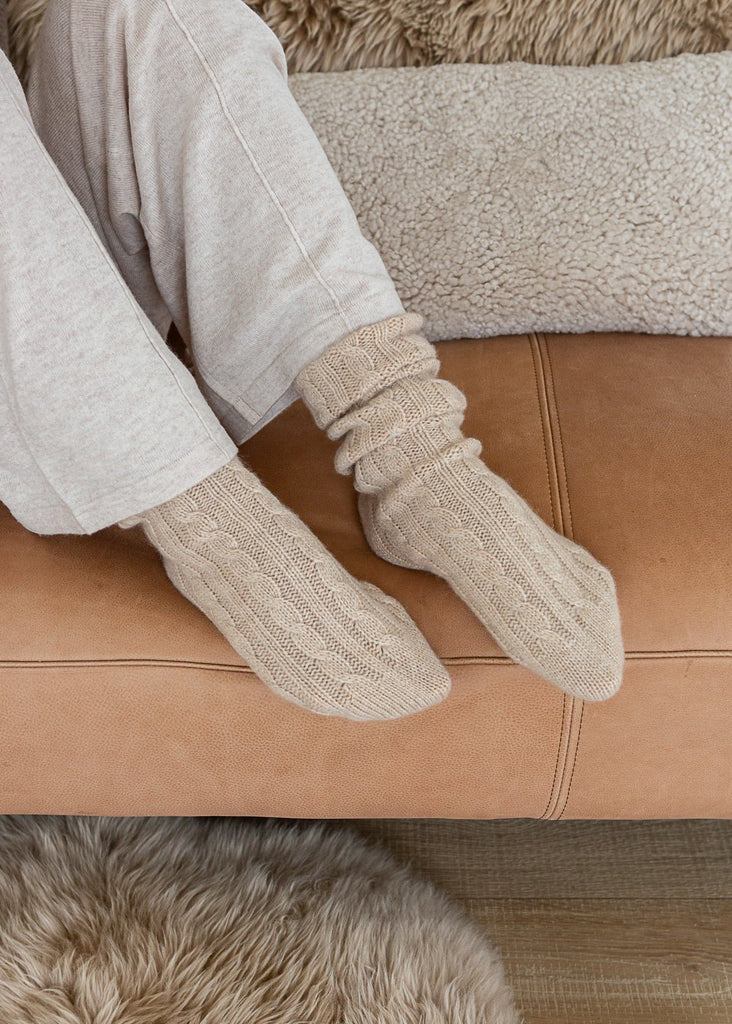 cashmere bed socks beige