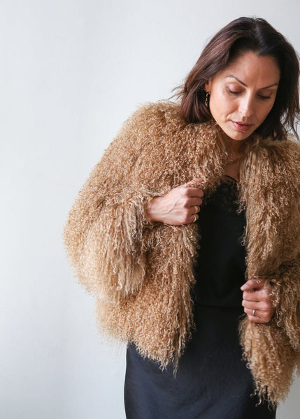 Tan faux hotsell shearling jacket