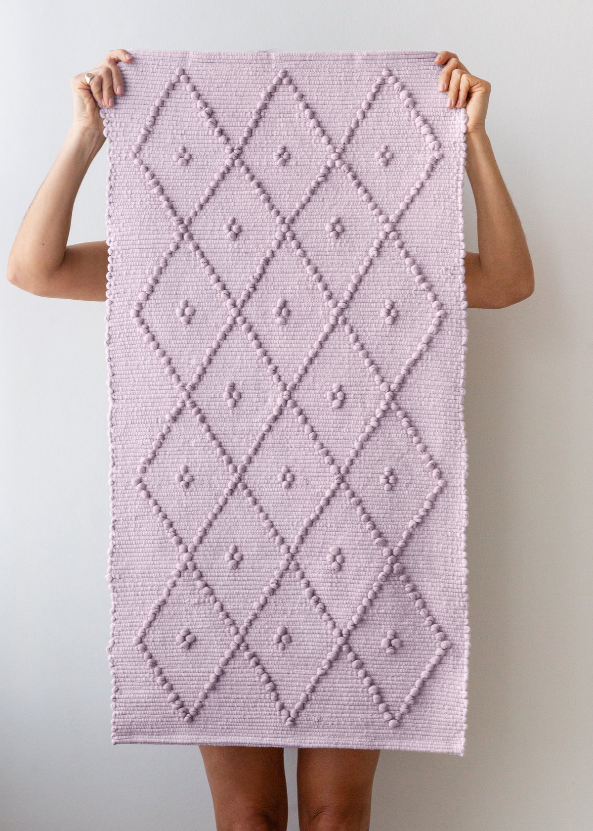 Hand-Woven Diamond Bath Mat - Pale Pink