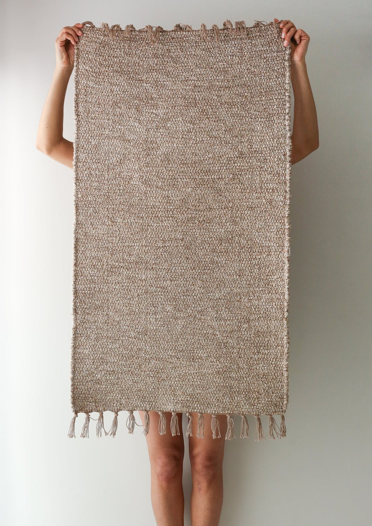 Hand-Woven Textured Natural Small Rug