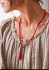Red tassel beaded necklace