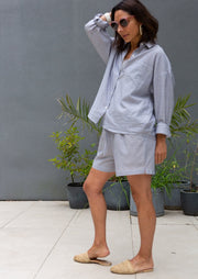 light blue shorts