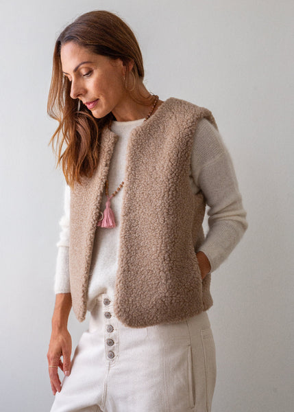 beige merino gilet