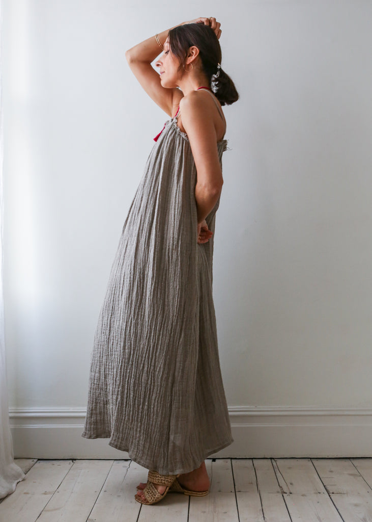 natural linen strappy dress