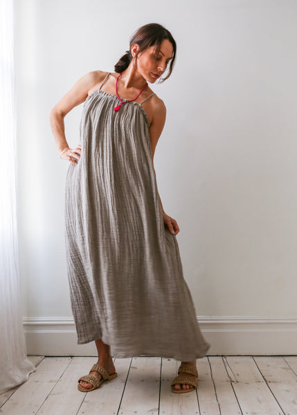natural linen strappy dress