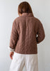 brown padded linen kimono jacket