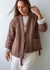 brown padded linen jacket