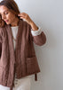 brown padded linen kimono jacket