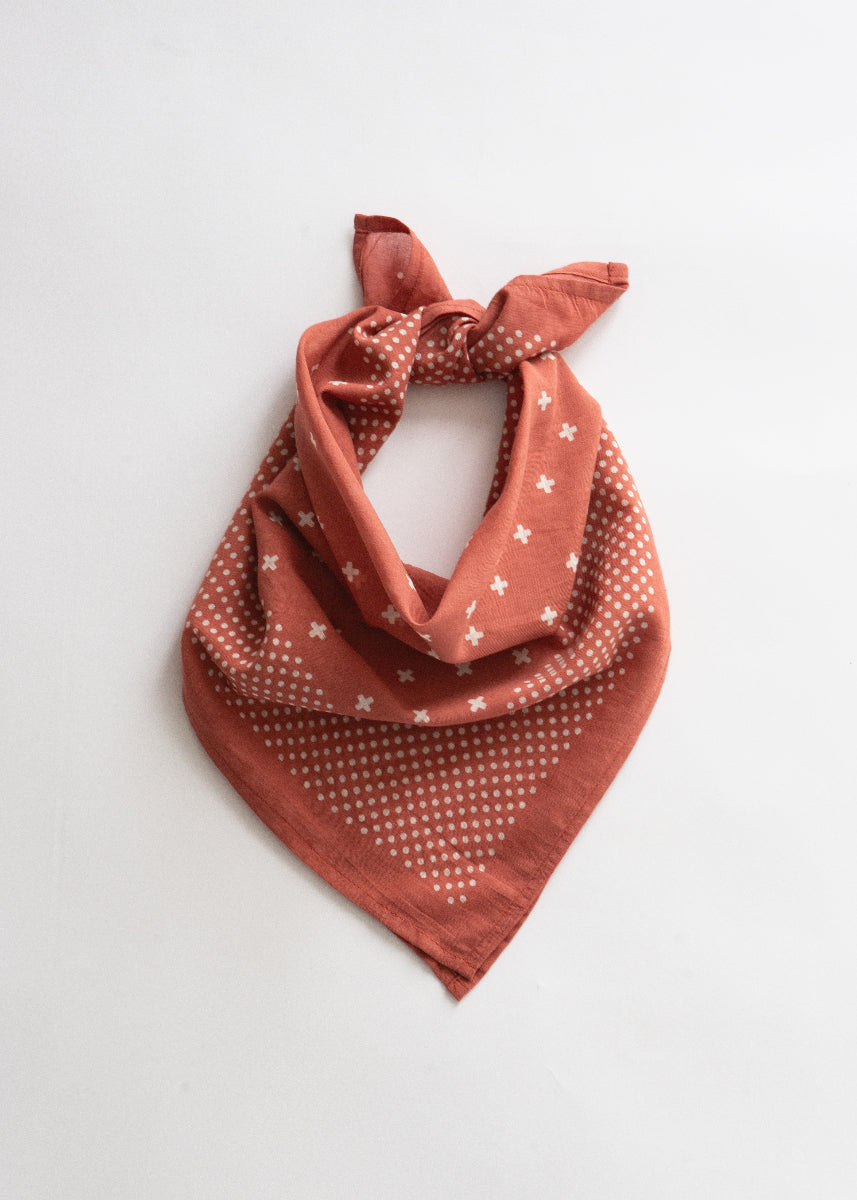 Handmade Indian Organic Cotton Block Printed Bandana, easy to style. 