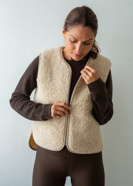 merino wool beige gilet