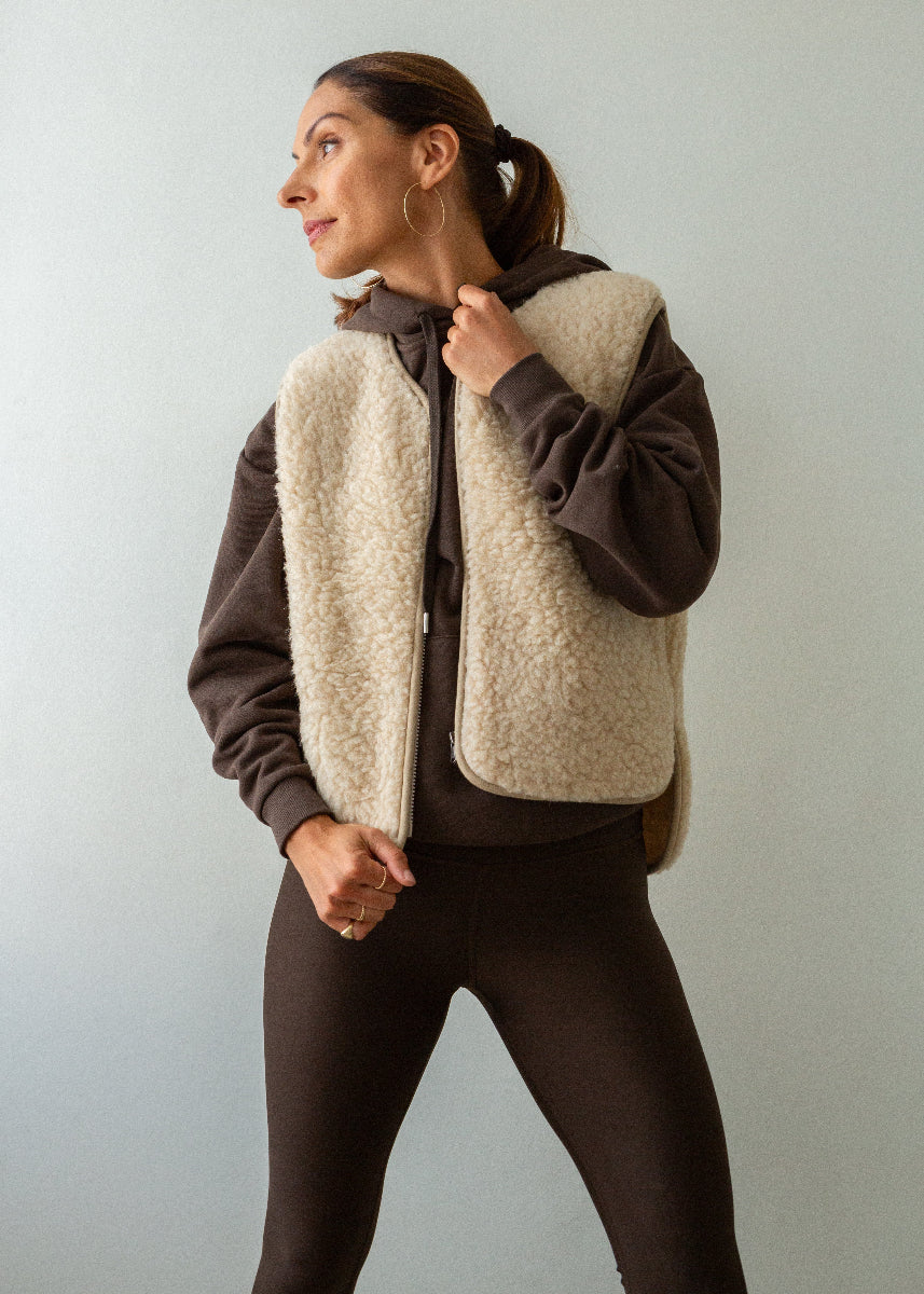 zip up cream gilet